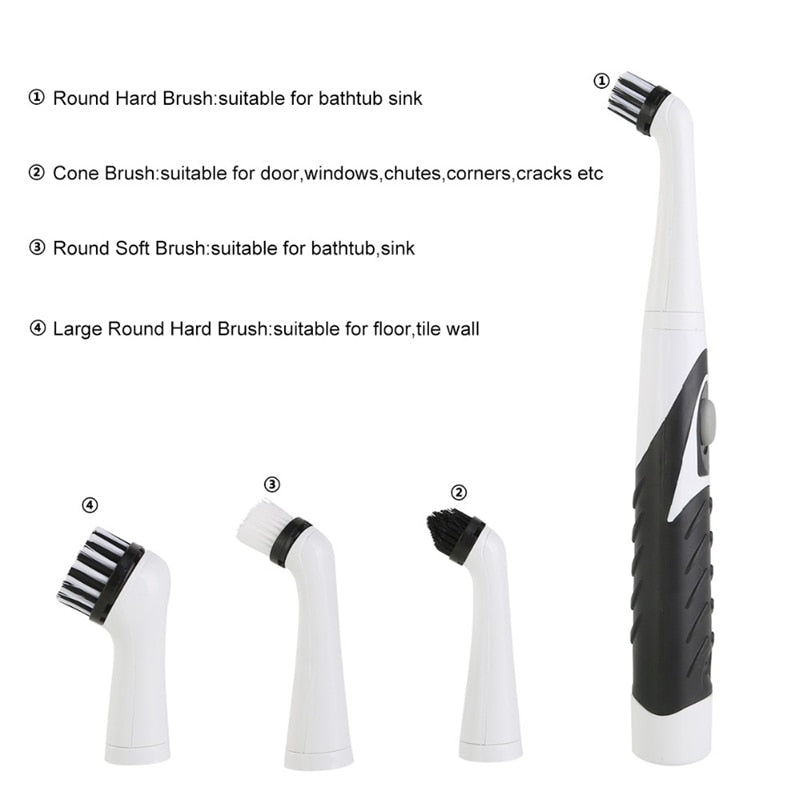 Quality 4 In 1 Electric Sonic Scrubber Cleaning Brush Household Cleaner Brush With 4 Brush Heads Brew