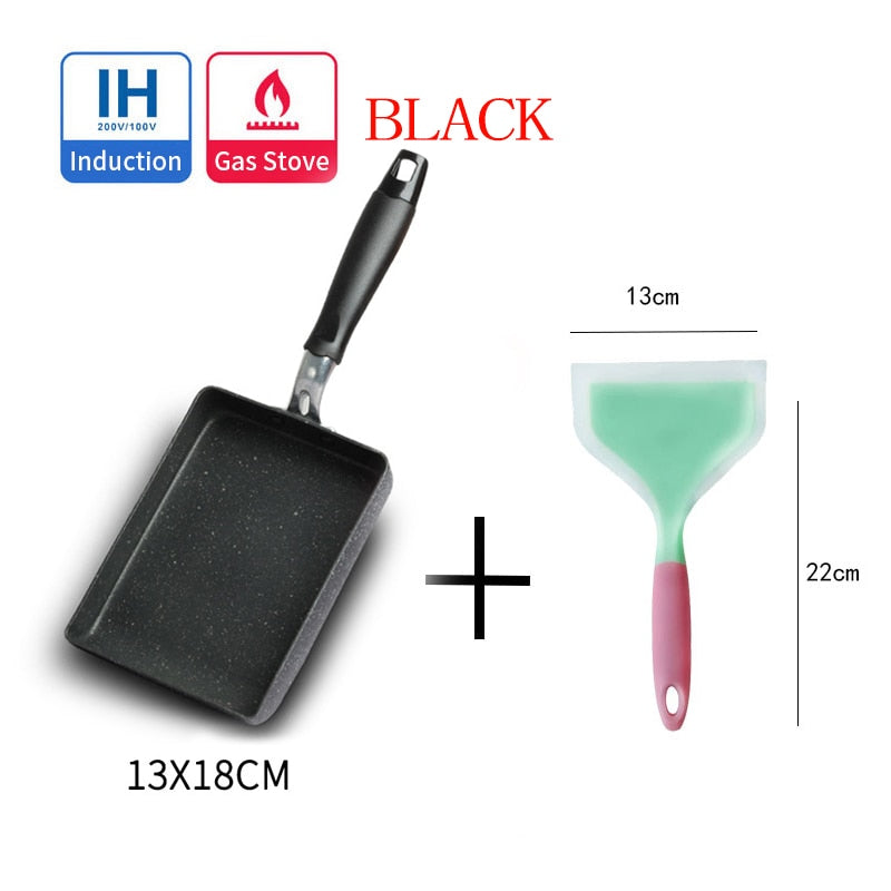 Frying Pan Tamagoyaki Omelette Black Non-stick Pan Fry Egg Pan Pancake Kitchen Pot Use for Gas Cooker