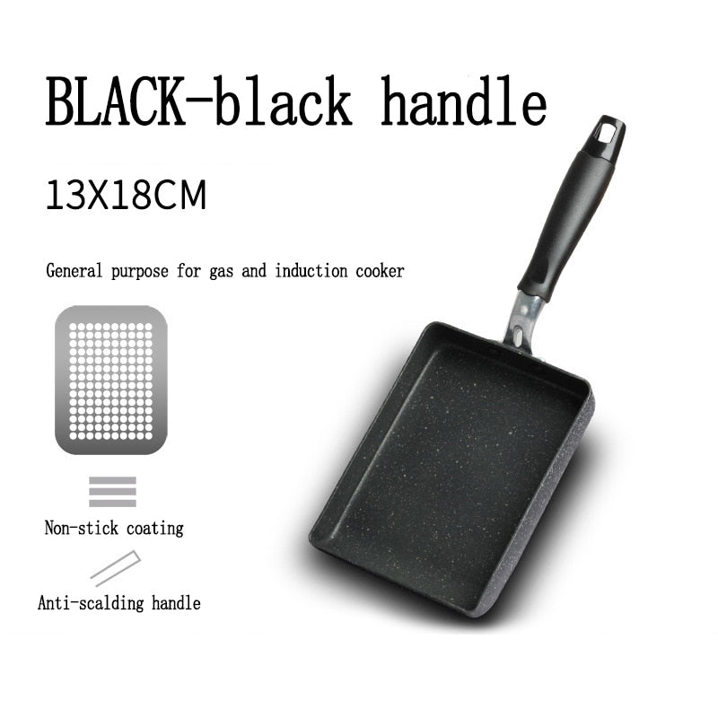 Frying Pan Tamagoyaki Omelette Black Non-stick Pan Fry Egg Pan Pancake Kitchen Pot Use for Gas Cooker