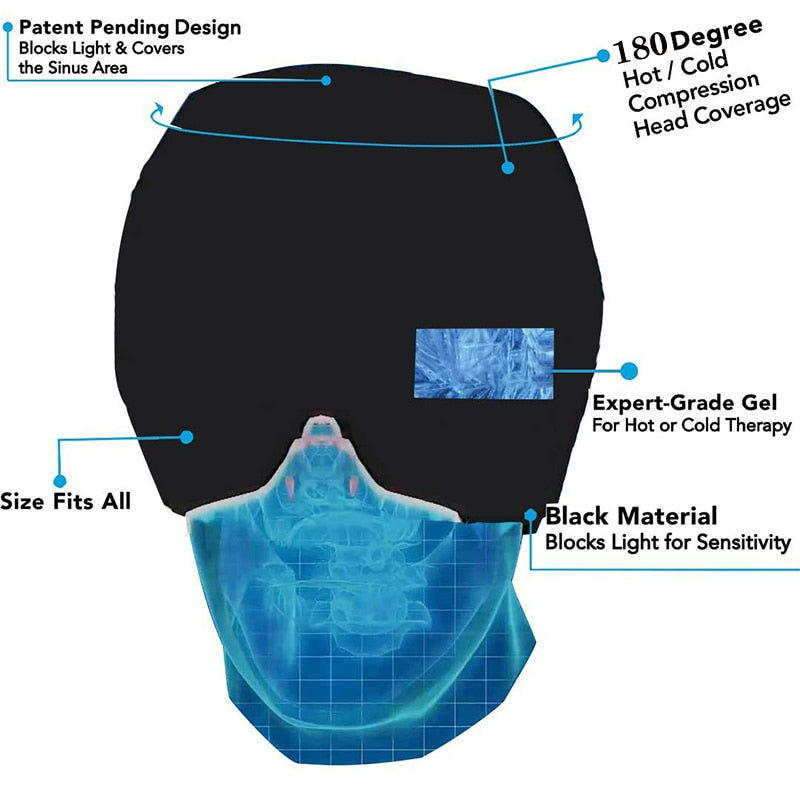 Gel Hot Cold Therapy Headache Migraine Relief Cap For Chemo,Sinus,Neck Wearable Therapy Wrap Stress Pressure Pain Relief Massage