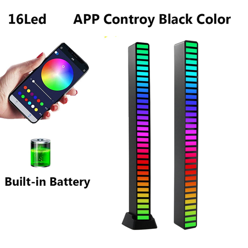 FTOYIN Creative RGB Music Sound Light Bar 5V USB 16/32Led App Control Led Music Rhythm Night Lights Pickup Voice Ambient Light