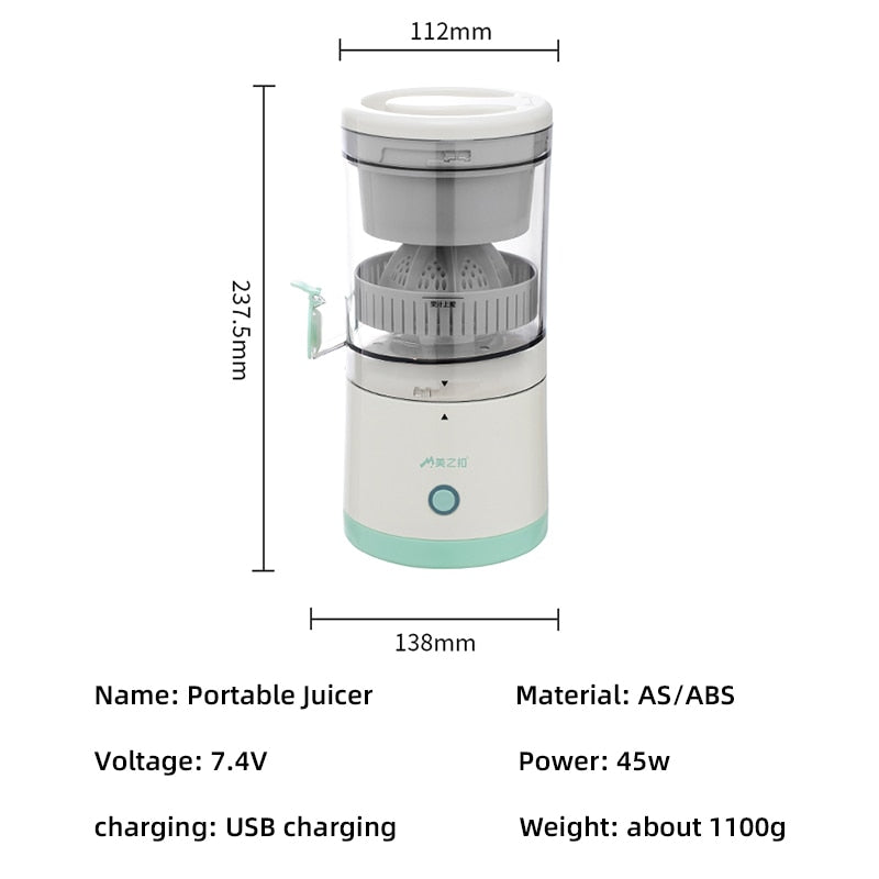 Wireless Slow Juicer Automatic Orange Lemon Juicer USB Charging Juices Separator Portable Squeezer Pressure Juicer for Home