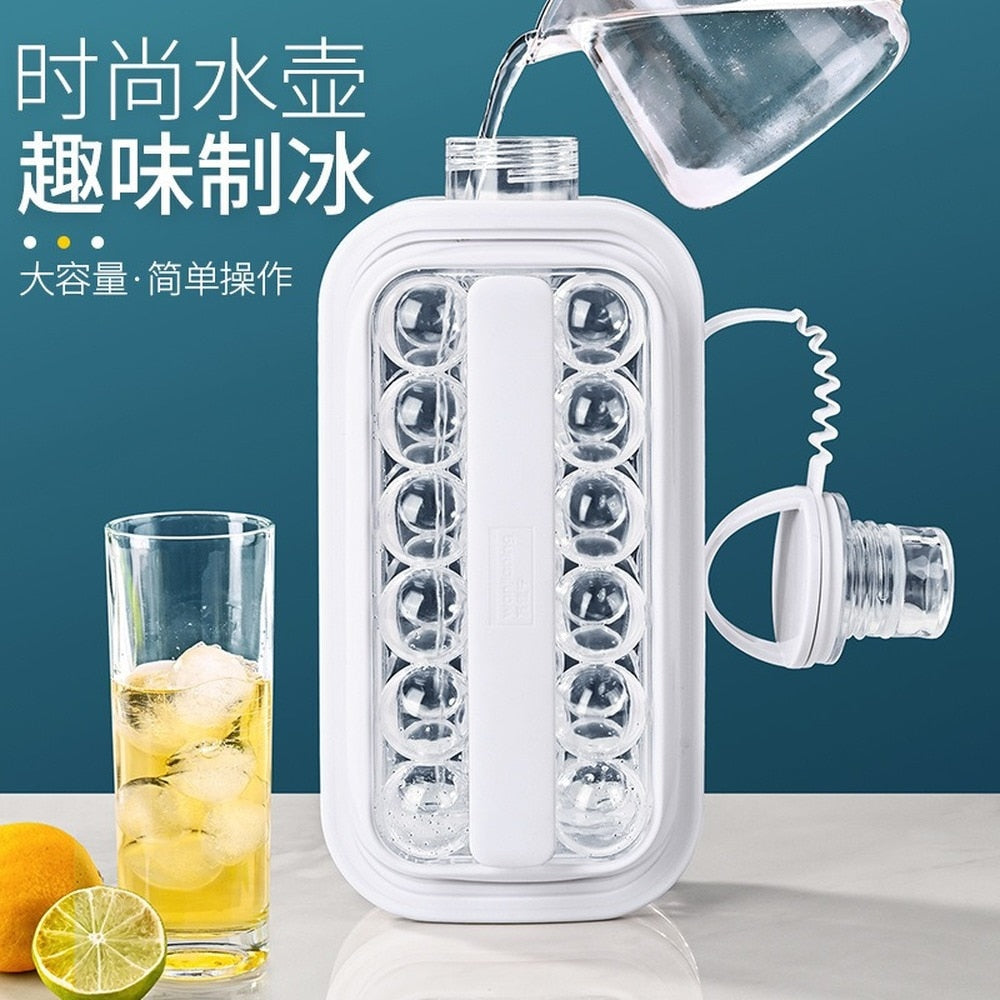 2022 New Ice Cube Ball Mould Portable Ice Maker Bottle Can Make 17 Ice Cubes Creative Ice Ball Bubble Curling Foldable Ice Tray