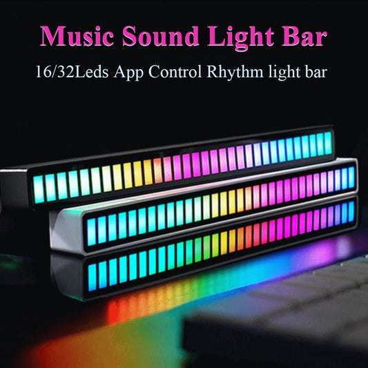 FTOYIN Creative RGB Music Sound Light Bar 5V USB 16/32Led App Control Led Music Rhythm Night Lights Pickup Voice  Ambient Light